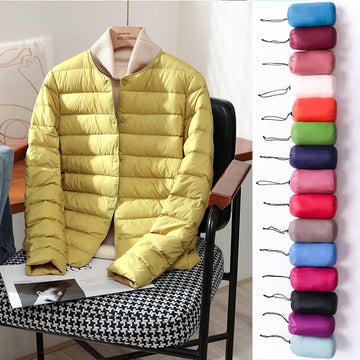 Dynamic- Autumn Winter Women's Ultra-Light White Duck Down Jacket – Slim Fit, Warm Packable Puffer Coat